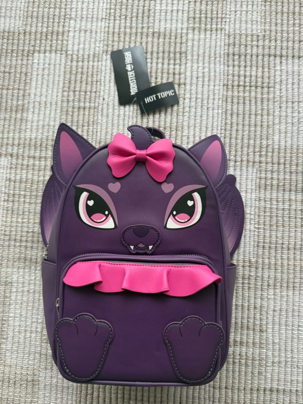 monster high Purple and Pink Bat Character Kids Backpack